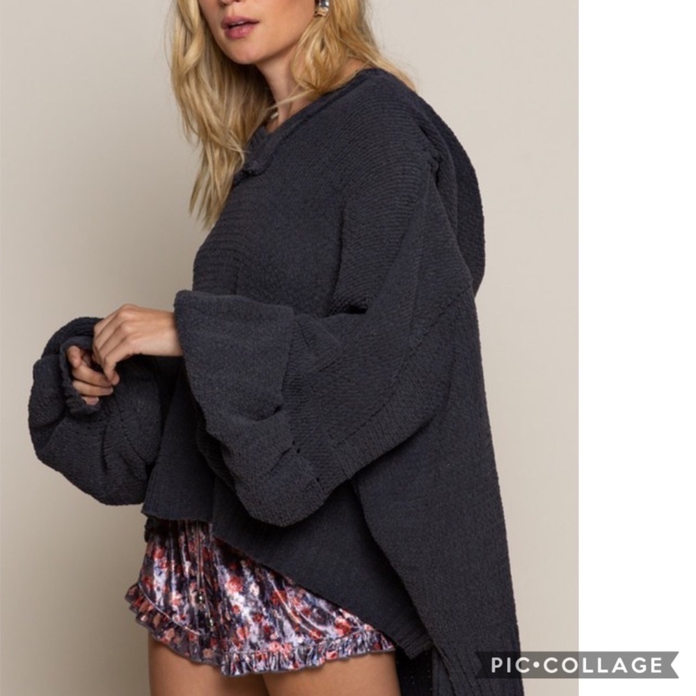 SALE!! 1 Left! Charcoal Oversized Sweater - Picture 2 of 6